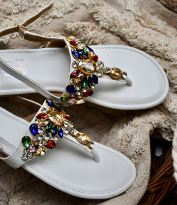 Ornate Sparkle T-strap (White)