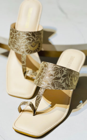 Limited Edition: Off White Brocade Block Heels