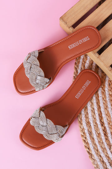 Bling Flats: Criss Cross (Brown)