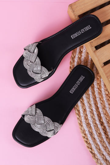 Bling Flats: Criss Cross (Black)