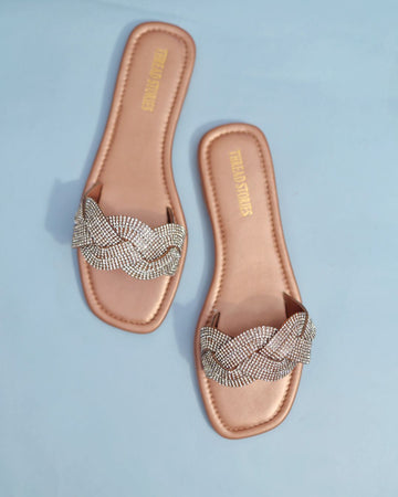 Bling Flats: Criss Cross Rose Gold
