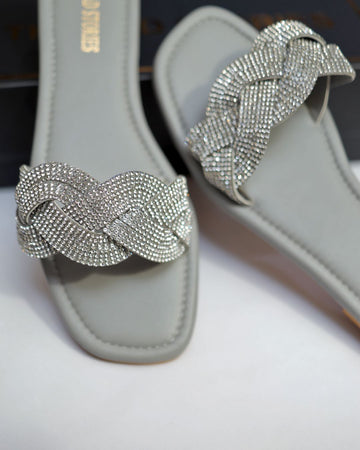 Bling Flats: Criss Cross (Grey)