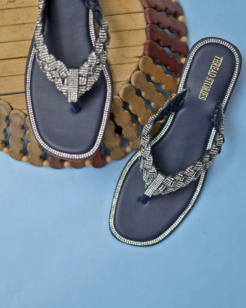 Flats: Braided Shimmer (Navy)