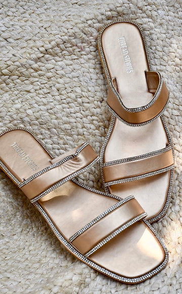 Bling Slip Ons: Metallic Rose Gold