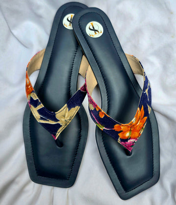 Floral Slip Ons: Navy