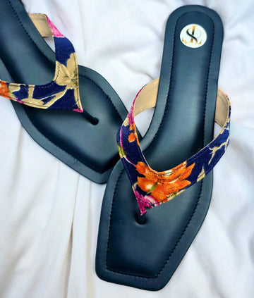 Floral Slip Ons: Navy