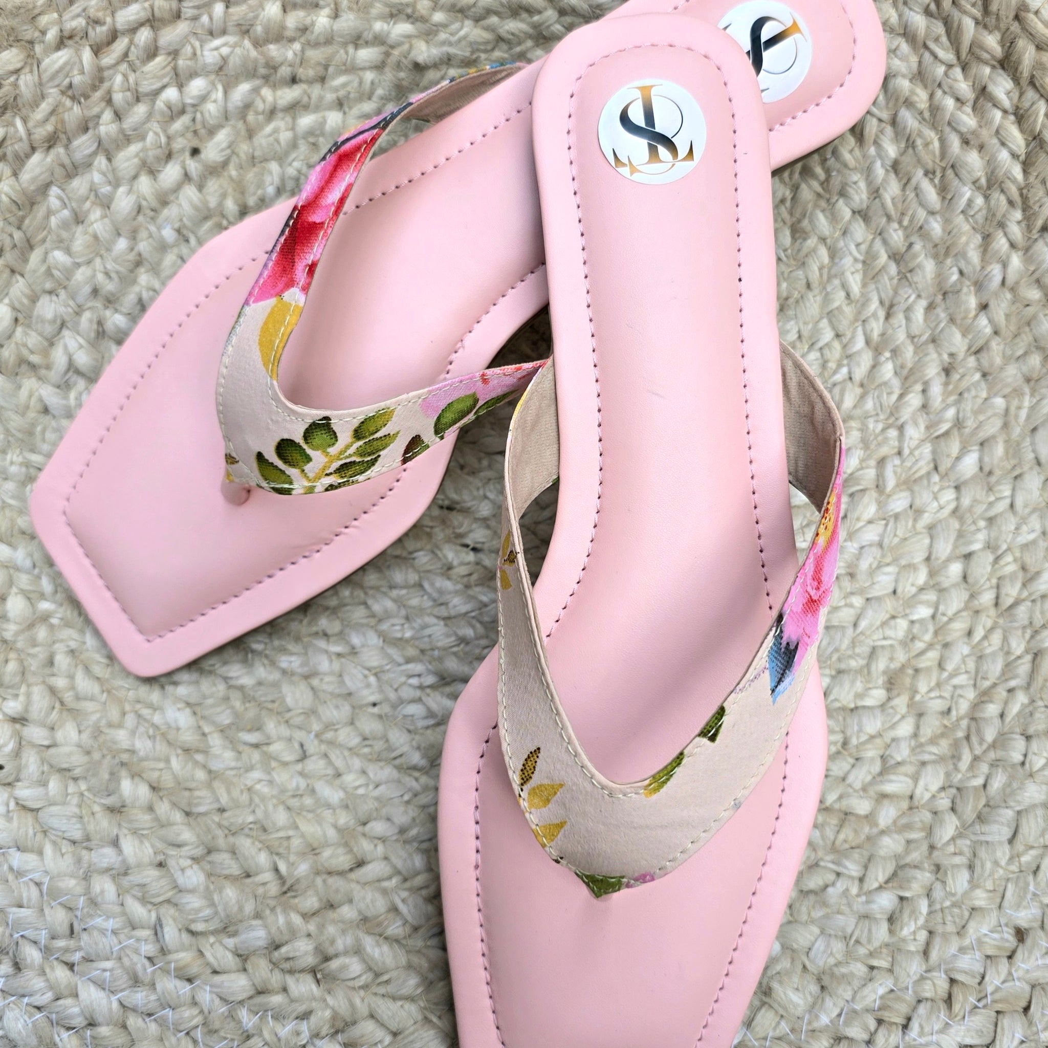 Floral Slip Ons: Powder Pink