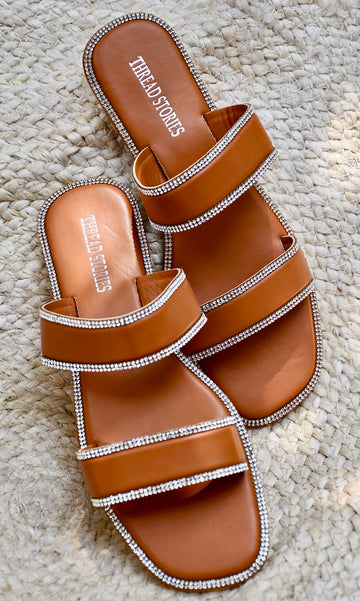 Bling Slip Ons: Tan