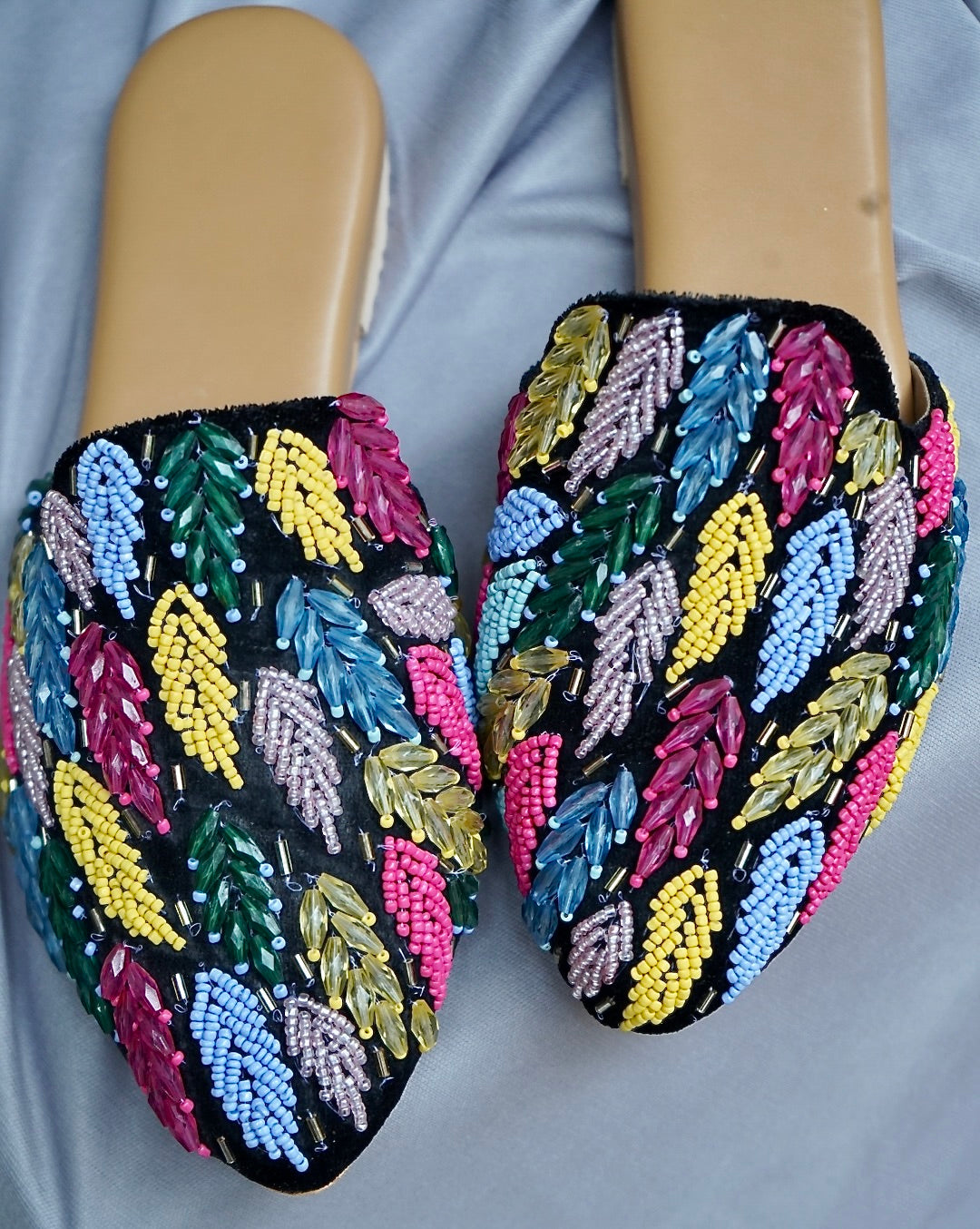 Velvet Bloom Mules