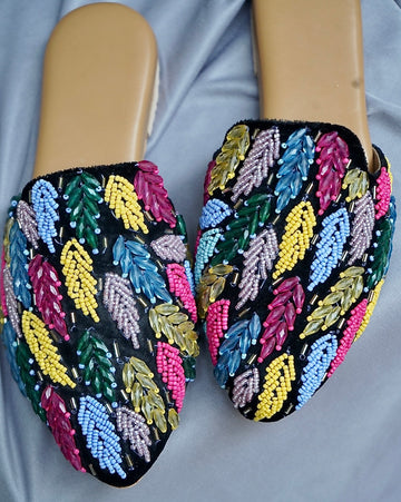 Velvet Bloom Mules