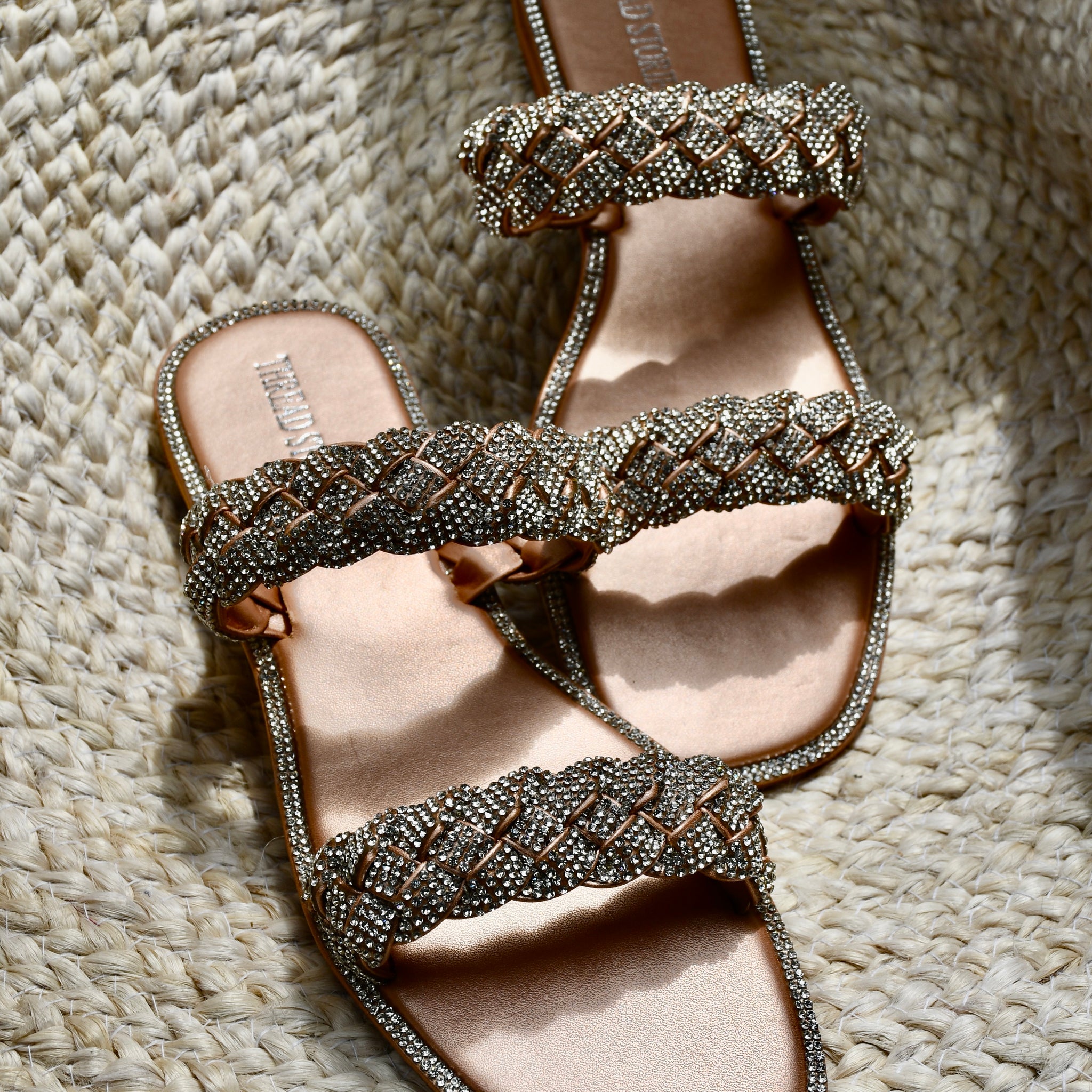 Bling Flats: Two Strapped Shimmer (Rose Gold)