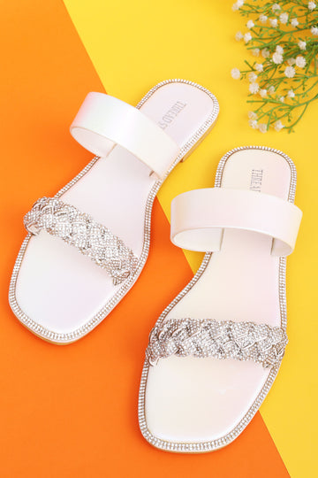 Holographic Bling Flats : White & Silver