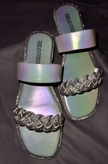 Holographic Bling Flats : White & Silver