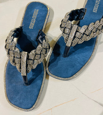 Flats: Braided Shimmer Denim