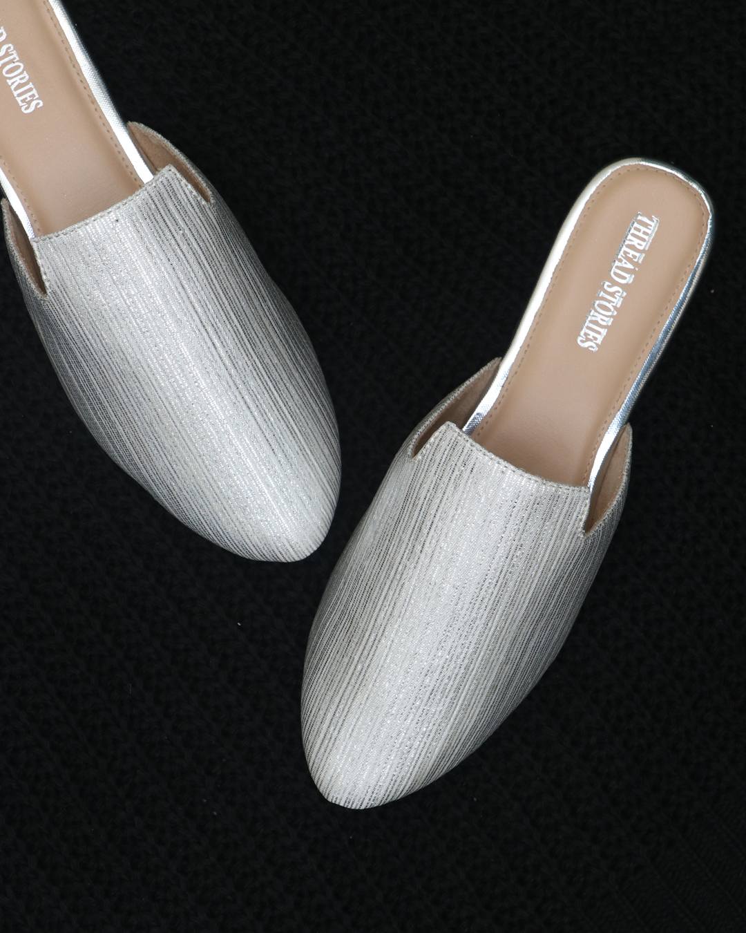 Silver mule online slippers