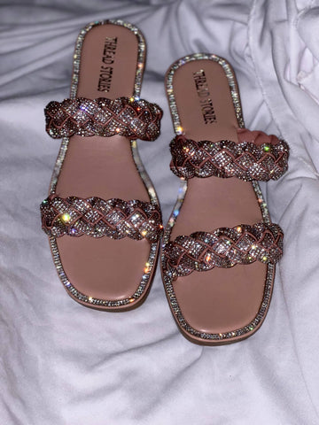 Bling Flats: Two Strapped Shimmer (Neutral)