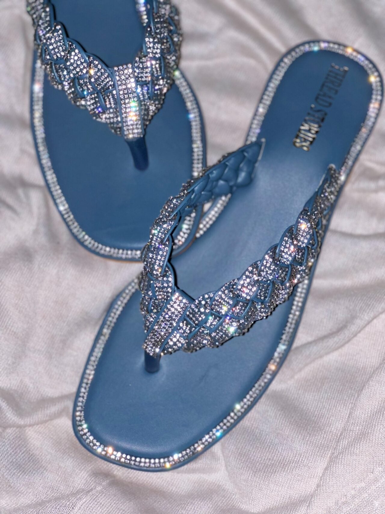 Flats: Braided Shimmer Midnight Blue