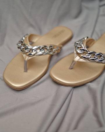 Thick Chain Slip On (Gold) Flats